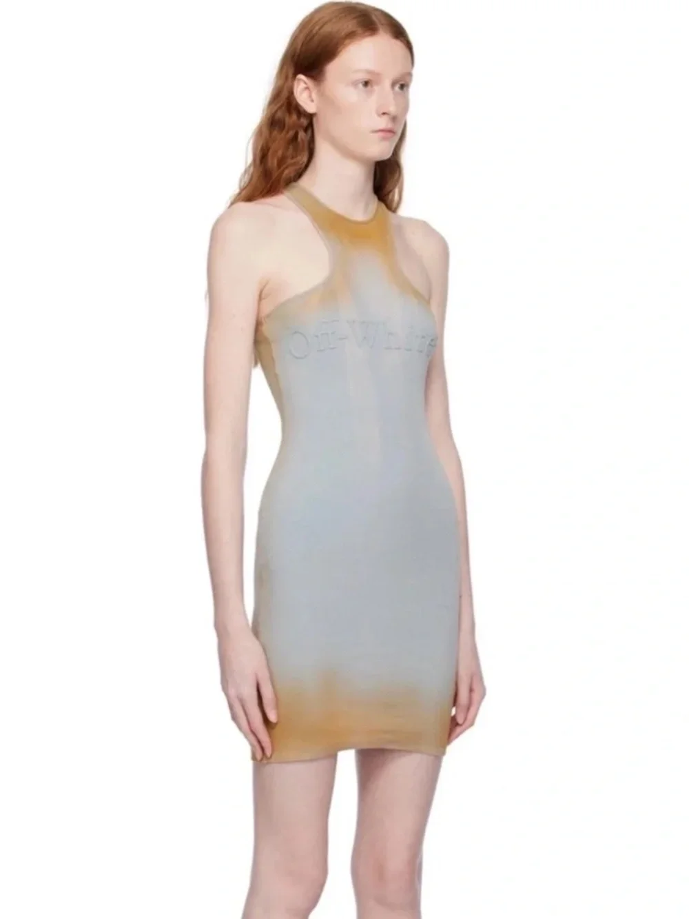 NWT Off-White Laundry Rib Racing Mini Dress Gradient Beige Size 40 (US S) - $650